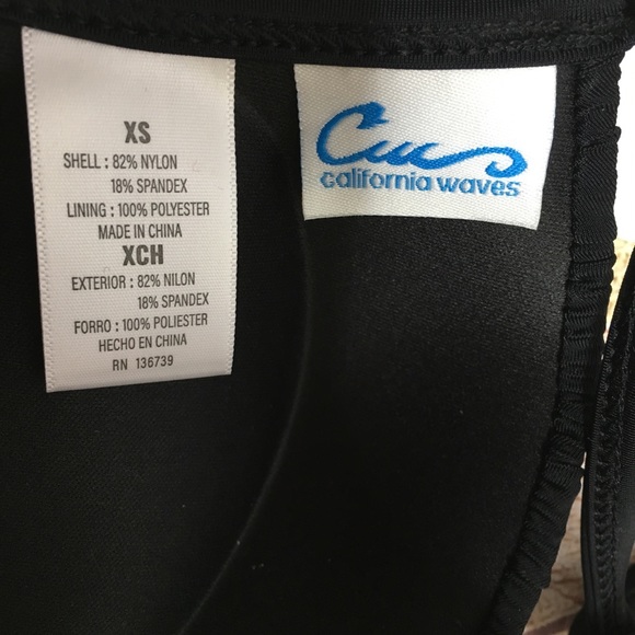 California Waves Black Push-Up Halter Bikini Top Junior Sizing - Picture 7 of 8